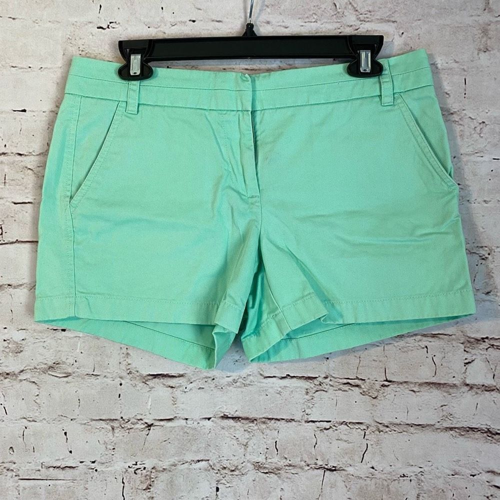 J. Crew Womens Green Pocket Casual 100% Cotton Mid Rise Chino Shorts Size 6